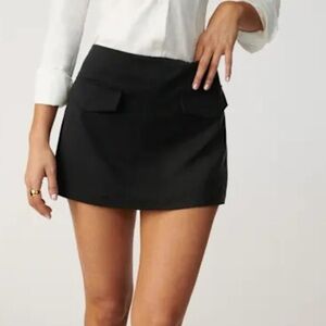 Reformation Imogen Skort Mini Skirt Black 2